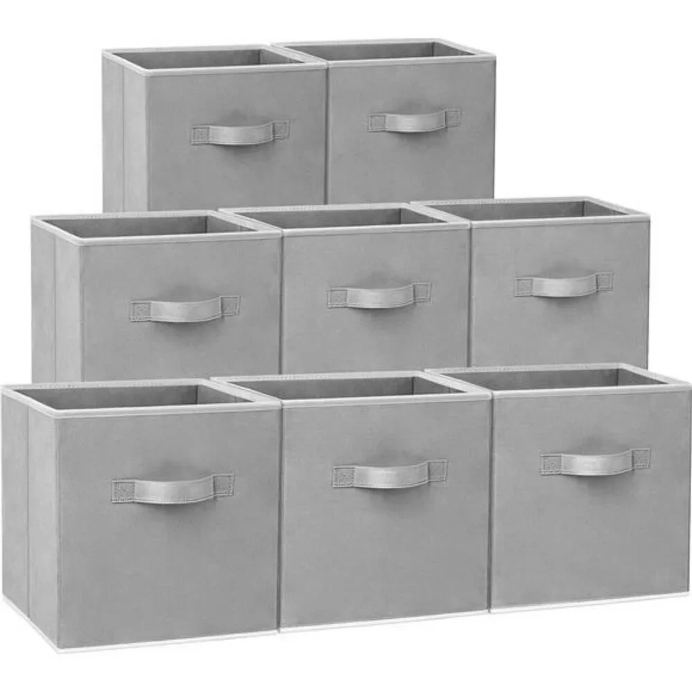 8 Pack Fabric Storage Cubes 11 Inch Closet Organizer Bins with Handles